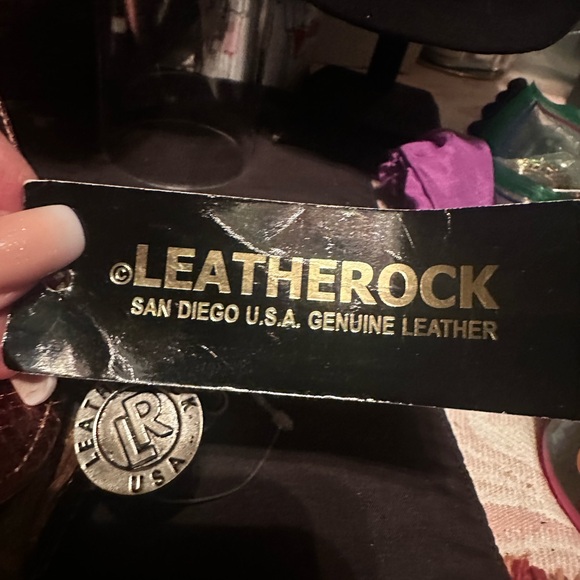 Vintage Leatherock Tooled Leather,Rhinestones & Abalone Bag - Picture 5 of 7